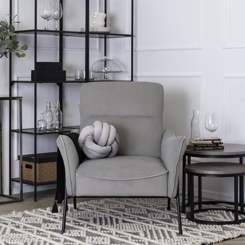 Fotel Do Salonu ALBERTO Mebel Elite Nowoczeny Loft Tkanina Popiel 1 szt