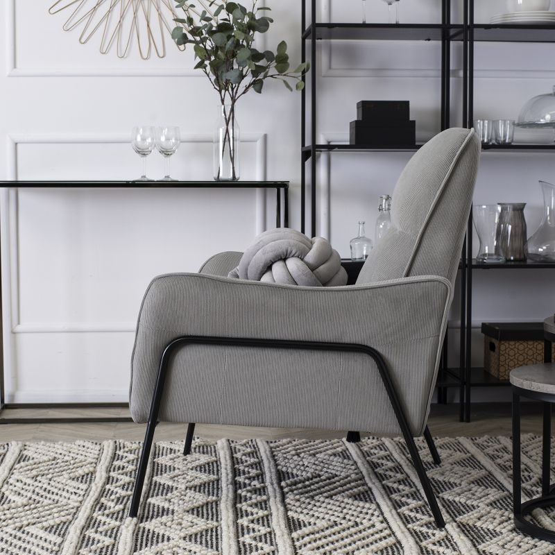 Fotel Do Salonu ALBERTO Mebel Elite Nowoczeny Loft Tkanina Popiel 1 szt