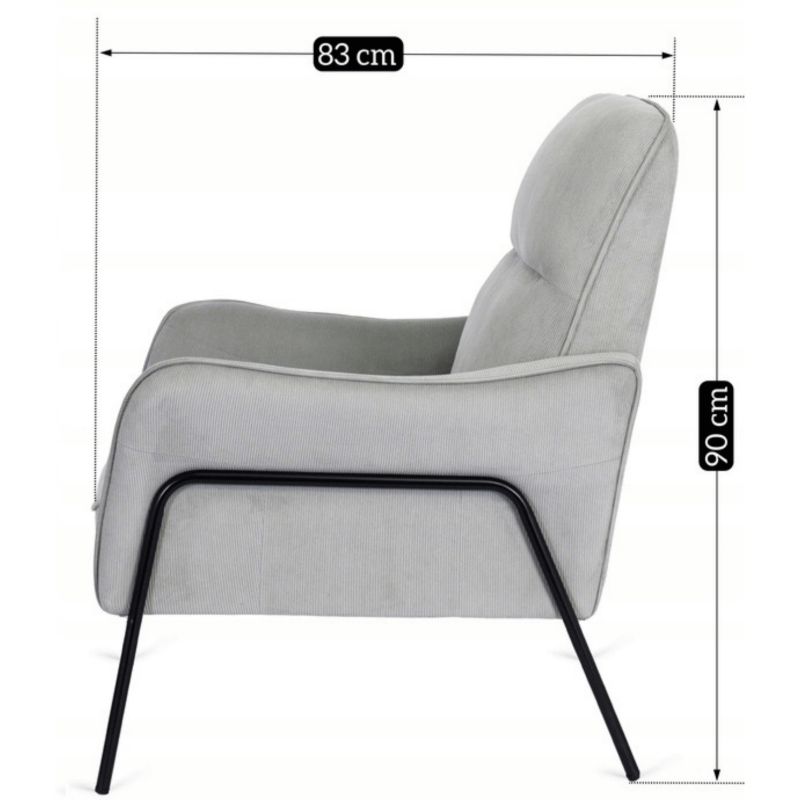 Fotel Do Salonu ALBERTO Mebel Elite Nowoczeny Loft Tkanina Popiel 1 szt