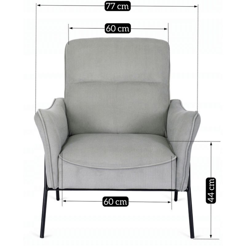 Fotel Do Salonu ALBERTO Mebel Elite Nowoczeny Loft Tkanina Popiel 1 szt