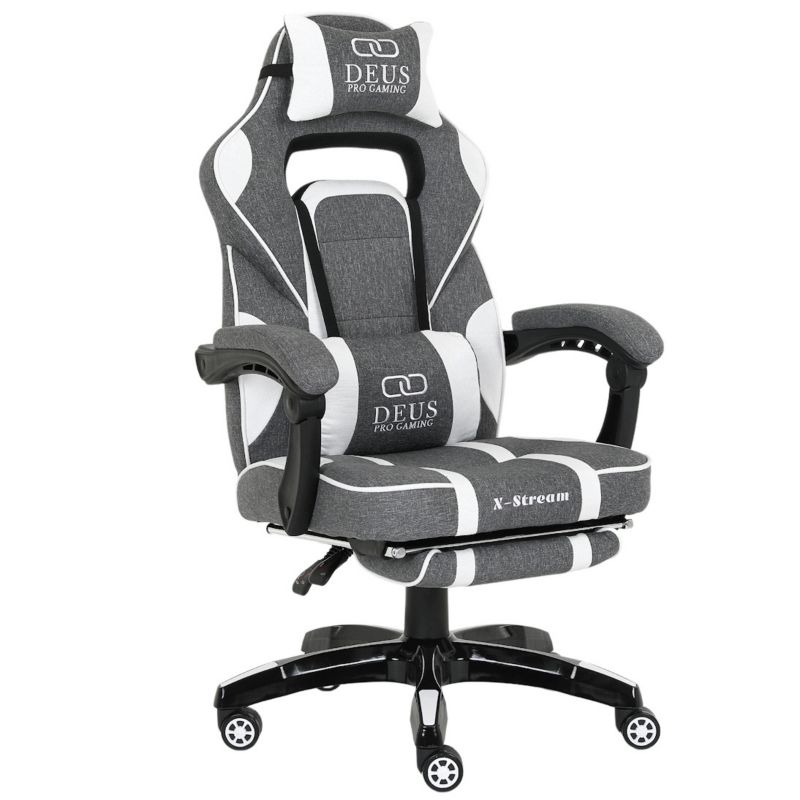 Fotel Extreme gamingowy X-STREAM biało-szary z podnóżkiem 1 szt.