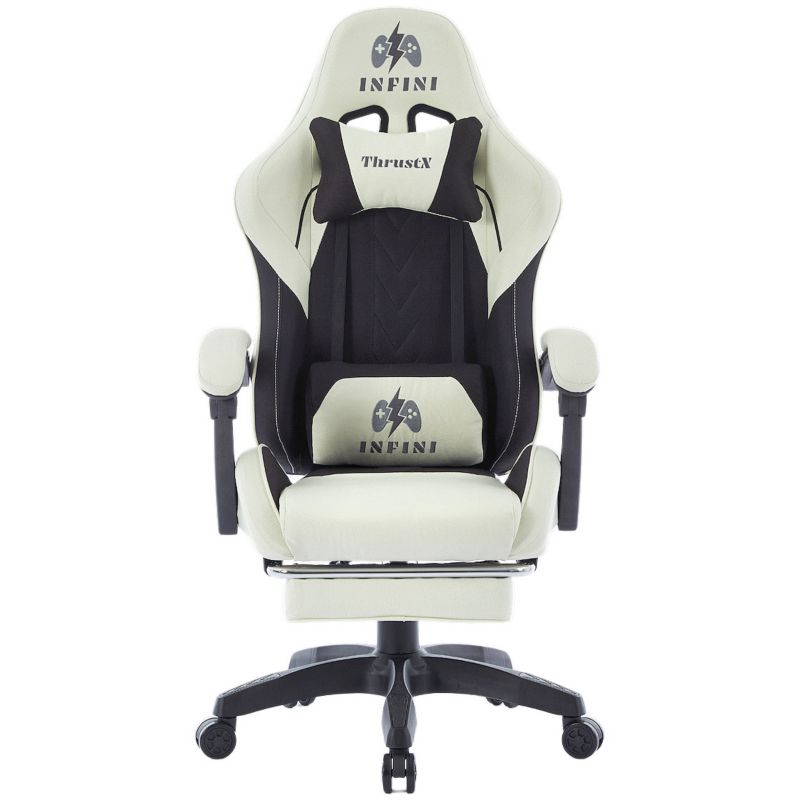 Fotel Extreme gamingowy z podnóżkiem oddychający ThrustX Black-Cream 1 szt.