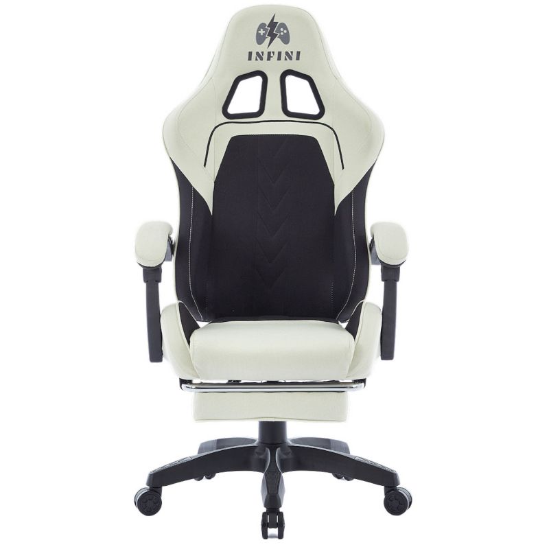 Fotel Extreme gamingowy z podnóżkiem oddychający ThrustX Black-Cream 1 szt.