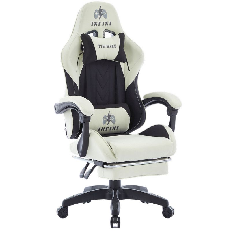 Fotel Extreme gamingowy z podnóżkiem oddychający ThrustX Black-Cream 1 szt.