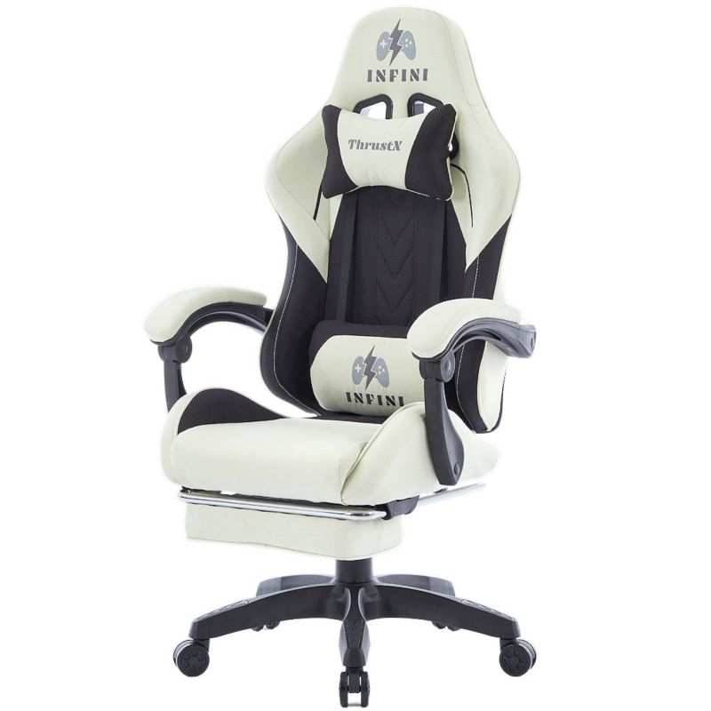 Fotel Extreme gamingowy z podnóżkiem oddychający ThrustX Black-Cream 1 szt.