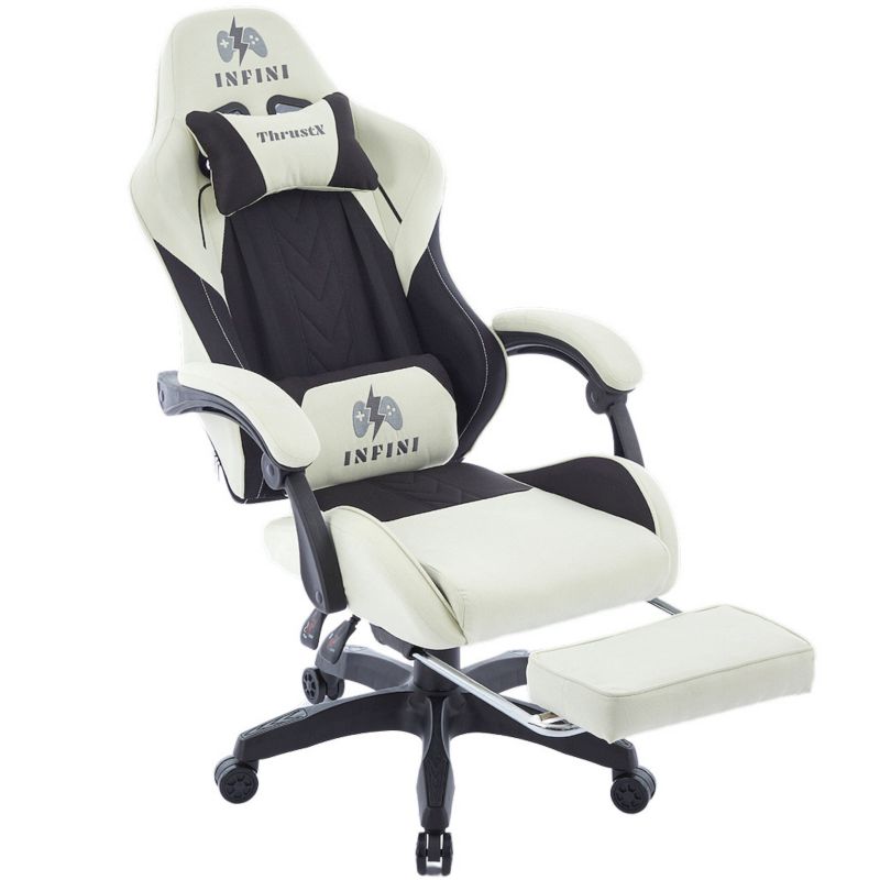 Fotel Extreme gamingowy z podnóżkiem oddychający ThrustX Black-Cream 1 szt.