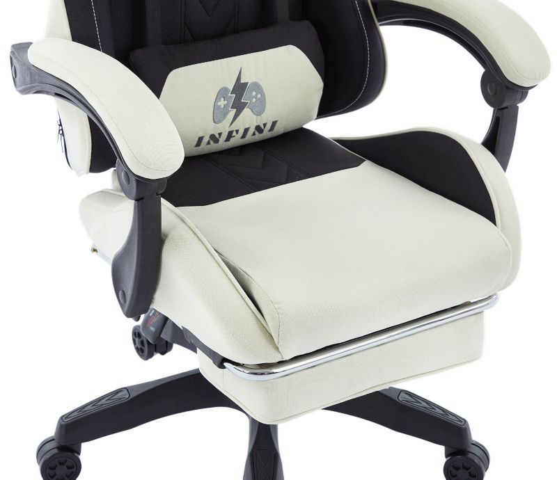 Fotel Extreme gamingowy z podnóżkiem oddychający ThrustX Black-Cream 1 szt.