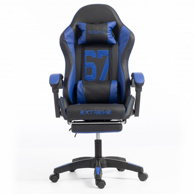 Fotel gamingowy Artdesign młodzieżowy, obrotowy z podnóżkiem i poduszkami Blue 1 szt.