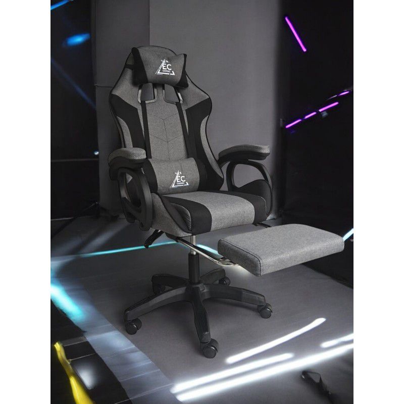 Fotel gamingowy Artdesign obrotowy  z podnóżkiem i poduszkami, szary 1 szt.