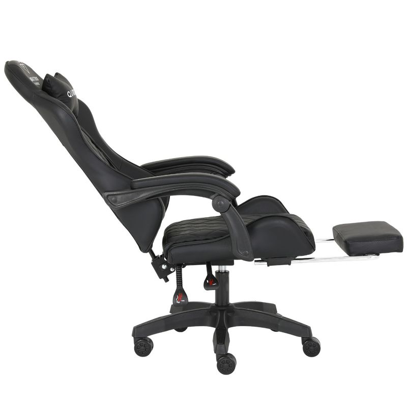 Fotel gamingowy Artdesign wygład carbonu regulowany z wysuwanym podnóźkiem  czarny 1 szt.