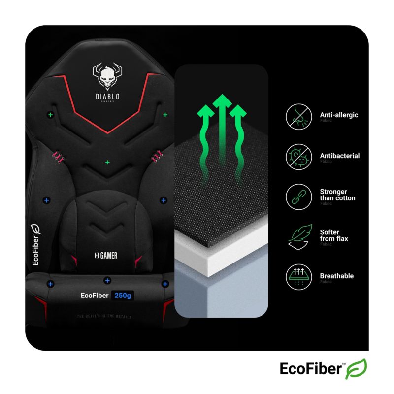 Fotel gamingowy biurowy Diablo X-Gamer czarny 1 szt