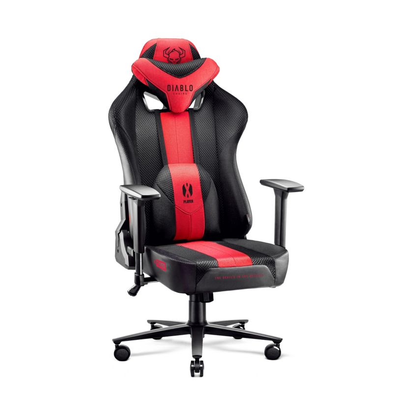 Fotel gamingowy biurowy materiałowy Diablo X-Player 2.0 antracytowo-karmazynowy 1 szt
