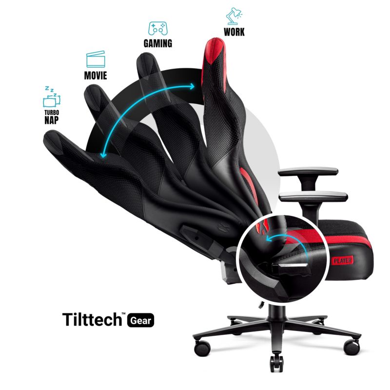 Fotel gamingowy biurowy materiałowy Diablo X-Player 2.0 antracytowo-karmazynowy 1 szt