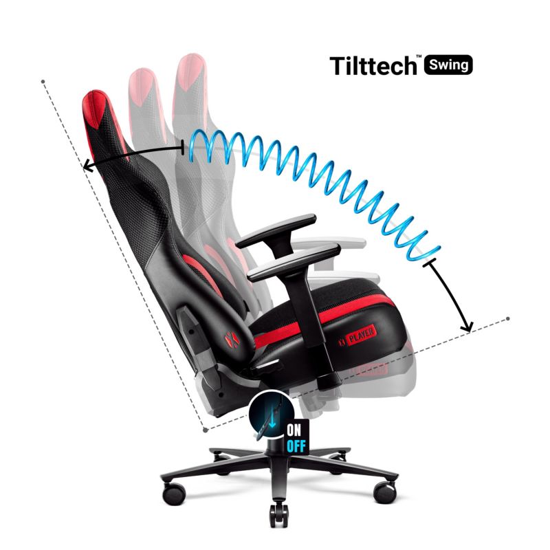 Fotel gamingowy biurowy materiałowy Diablo X-Player 2.0 antracytowo-karmazynowy 1 szt