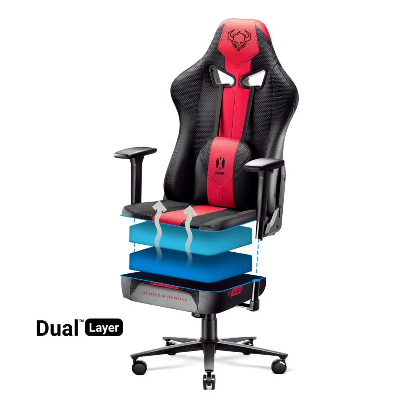 Fotel gamingowy biurowy materiałowy Diablo X-Player 2.0 antracytowo-karmazynowy 1 szt