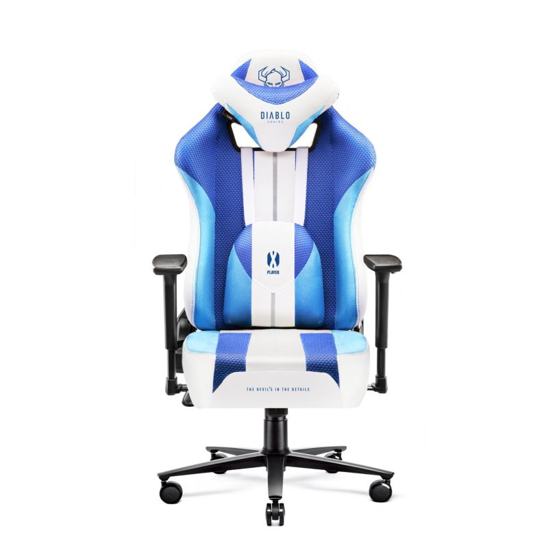 Fotel gamingowy biurowy materiałowy Diablo X-Player 2.0 biało-niebieski 1 szt