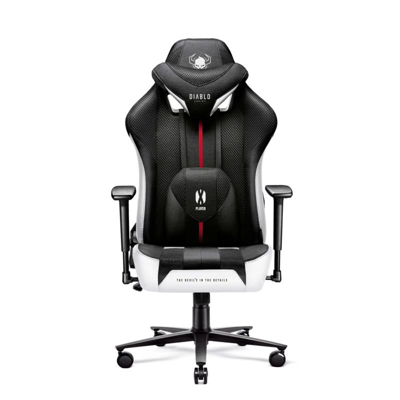 Fotel gamingowy biurowy materiałowy Diablo X-Player 2.0 czarno-biały 1 szt