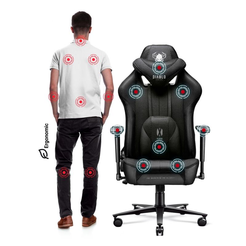 Fotel gamingowy biurowy materiałowy Diablo X-Player 2.0 czarny 1 szt