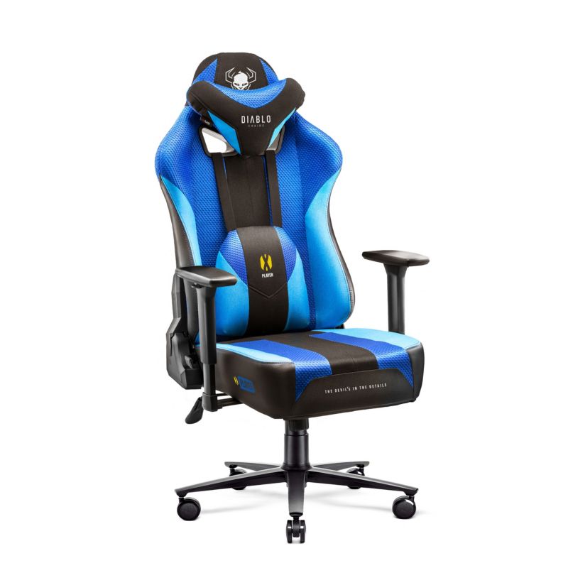 Fotel gamingowy biurowy materiałowy Diablo X-Player 2.0 niebiesko-czarny 1 szt