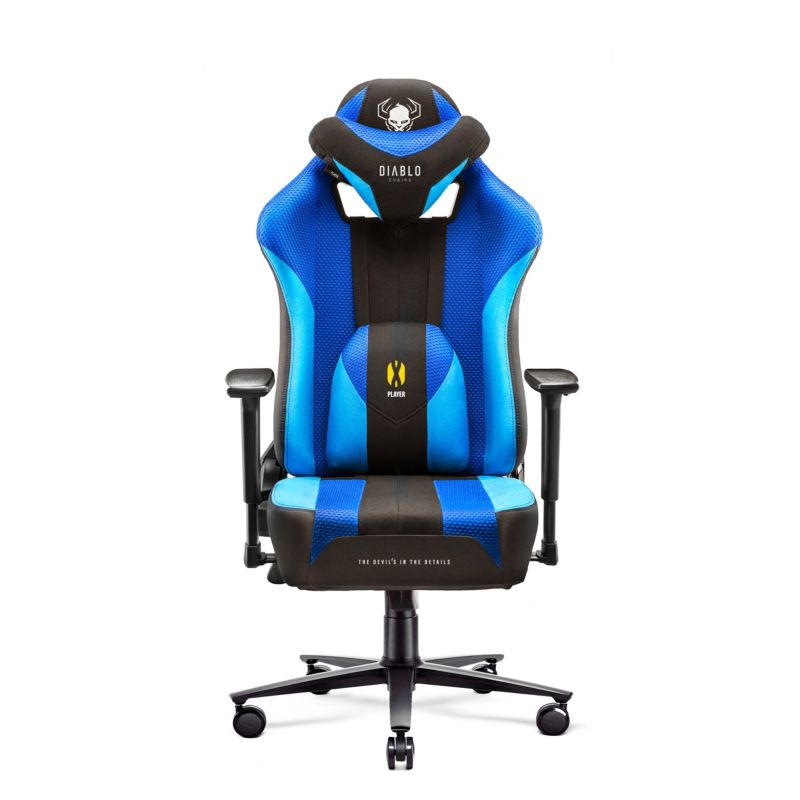 Fotel gamingowy biurowy materiałowy Diablo X-Player 2.0 niebiesko-czarny 1 szt