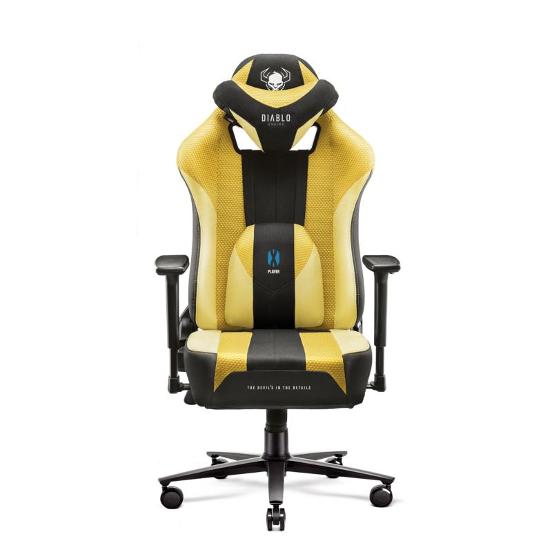 Fotel gamingowy biurowy materiałowy Diablo X-Player 2.0 żółto-czarny 1 szt