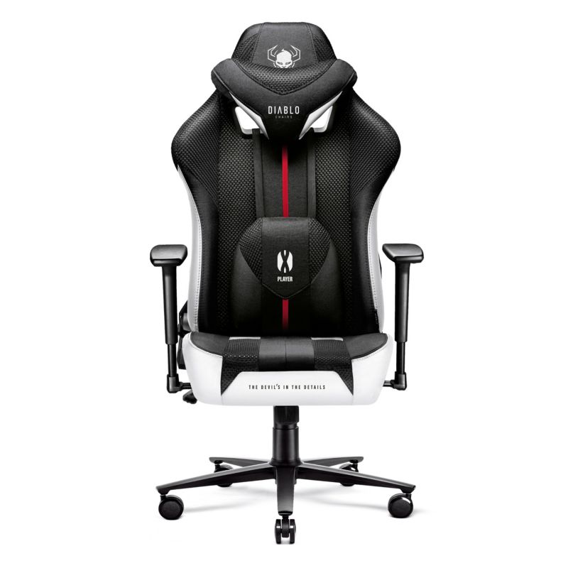 Fotel gamingowy biurowy materiałowy XL Diablo X-Player 2.0 czarno-biały 1 szt