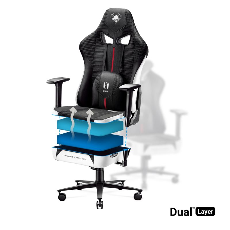 Fotel gamingowy biurowy materiałowy XL Diablo X-Player 2.0 czarno-biały 1 szt