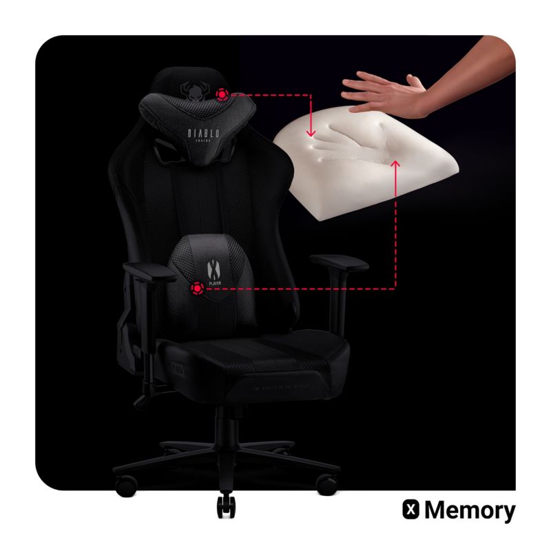 Fotel gamingowy biurowy materiałowy XL Diablo X-Player 2.0 czarno-biały 1 szt