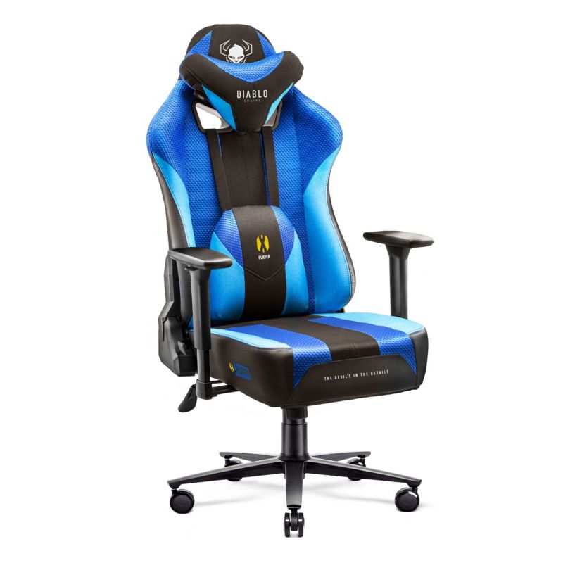 Fotel gamingowy biurowy materiałowy XL Diablo X-Player 2.0 niebiesko-czarny 1 szt
