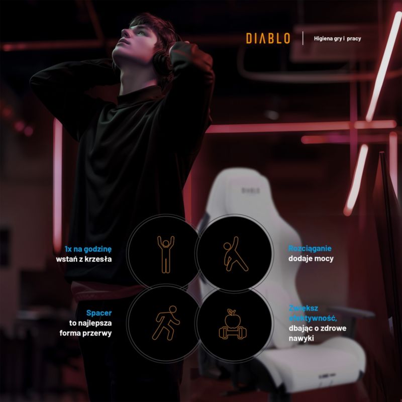 Fotel gamingowy biurowy z chłodzeniem Diablo X-One Prime biały 1 szt