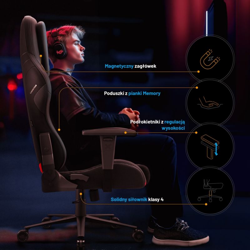 Fotel gamingowy biurowy z chłodzeniem Diablo X-One Prime czarny 1 szt