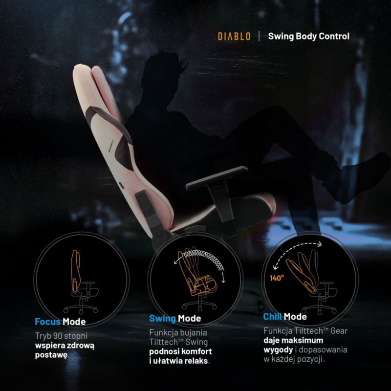 Fotel gamingowy biurowy z chłodzeniem Diablo X-One Prime różowy 1 szt