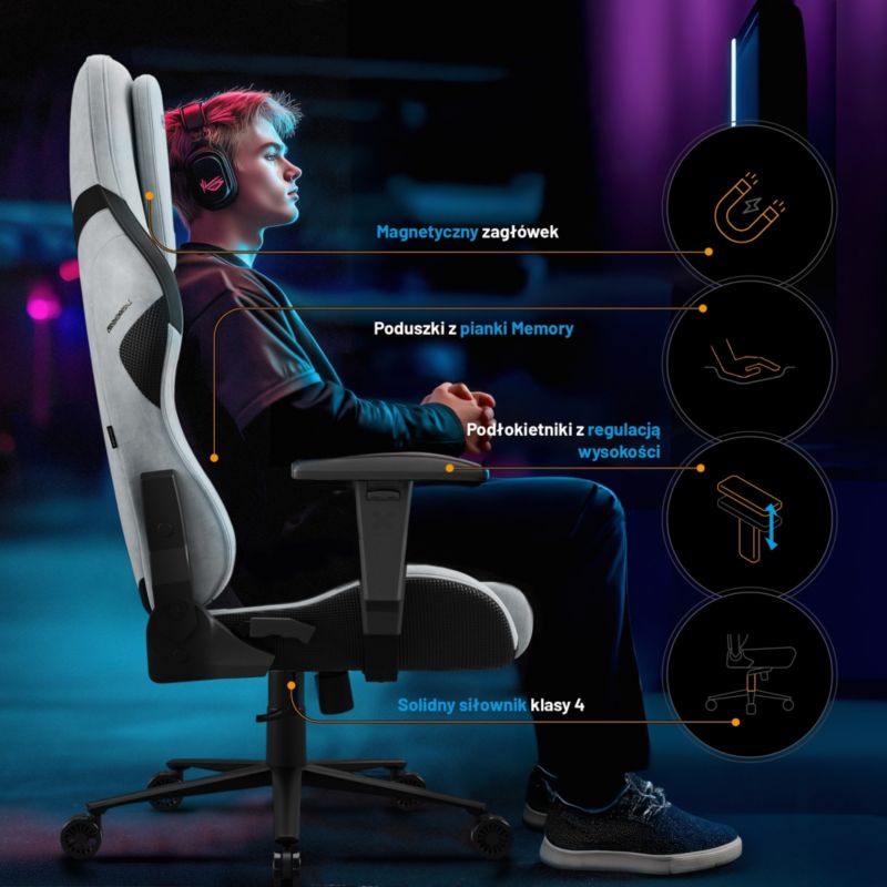 Fotel gamingowy biurowy z chłodzeniem Diablo X-One Prime szary 1 szt