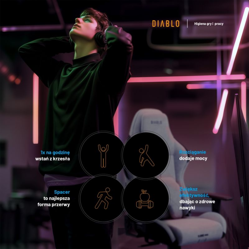 Fotel gamingowy biurowy z chłodzeniem Diablo X-One Prime szary 1 szt
