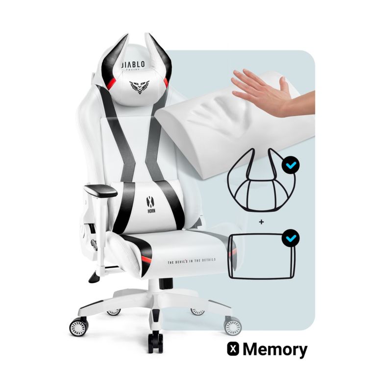 Fotel gamingowy biurowy z ekoskóry Diablo X-Horn 2.0 biało-czarny 1 szt