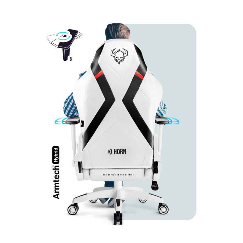 Fotel gamingowy biurowy z ekoskóry Diablo X-Horn 2.0 biało-czarny 1 szt