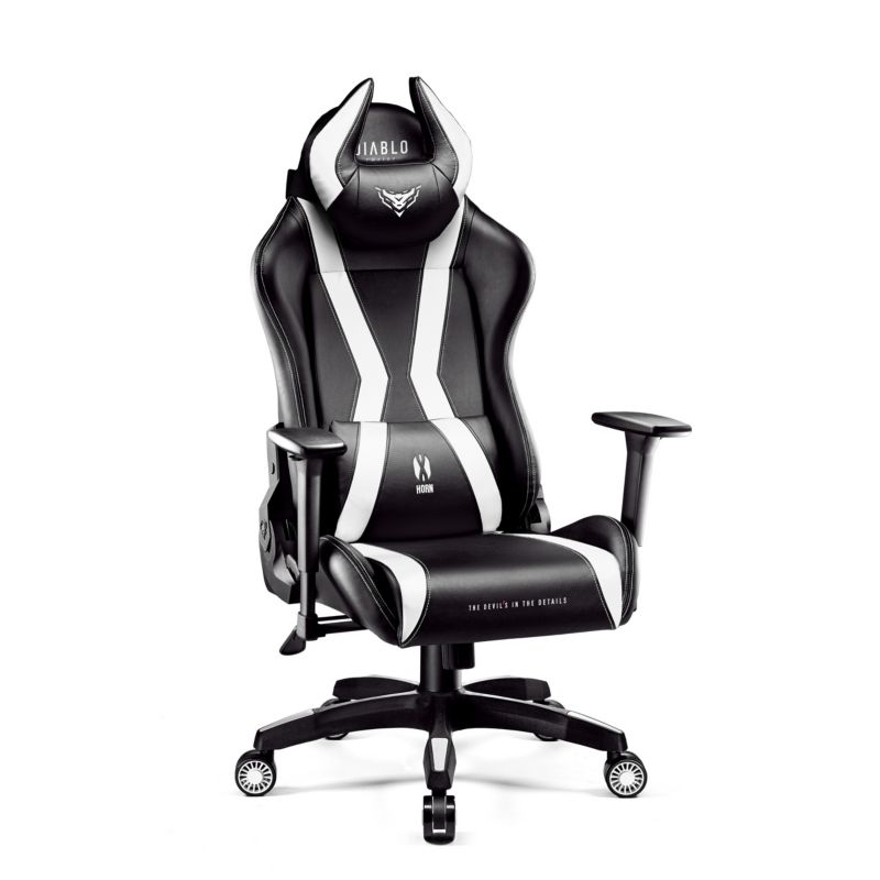 Fotel gamingowy biurowy z ekoskóry Diablo X-Horn 2.0 czarno-biały 1 szt