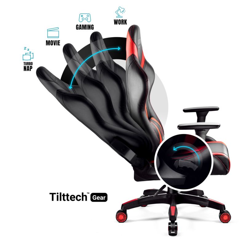 Fotel gamingowy biurowy z ekoskóry Diablo X-Horn 2.0 czarno-czerwony 1 szt