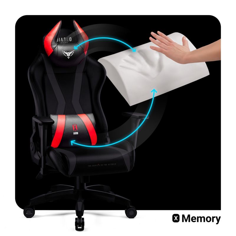 Fotel gamingowy biurowy z ekoskóry Diablo X-Horn 2.0 czarno-czerwony 1 szt