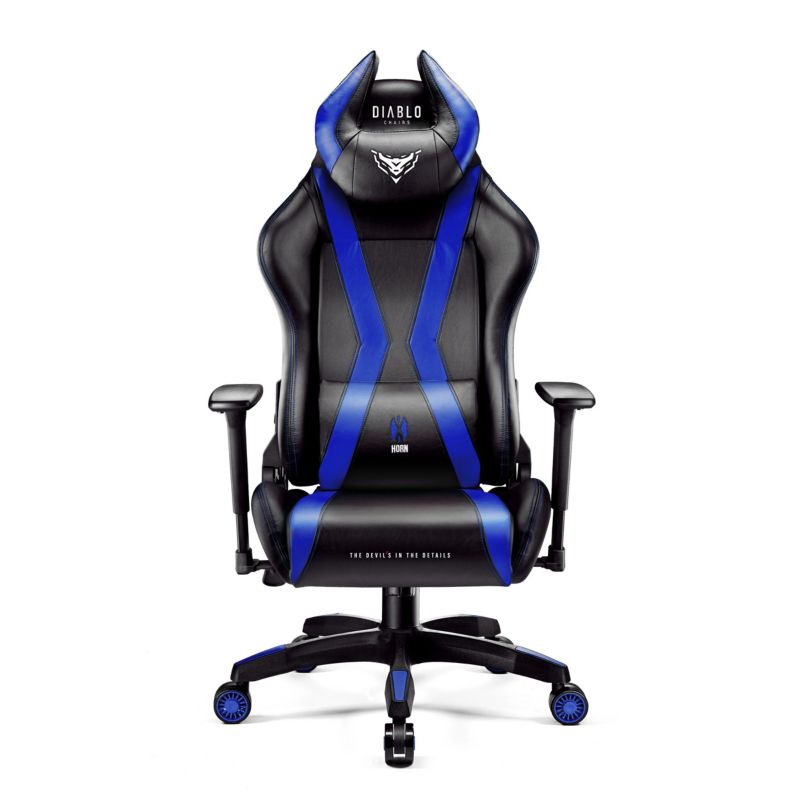 Fotel gamingowy biurowy z ekoskóry Diablo X-Horn 2.0 czarno-niebieski 1 szt