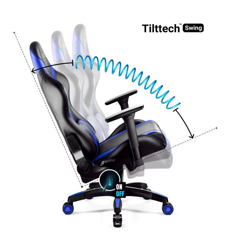 Fotel gamingowy biurowy z ekoskóry Diablo X-Horn 2.0 czarno-niebieski 1 szt