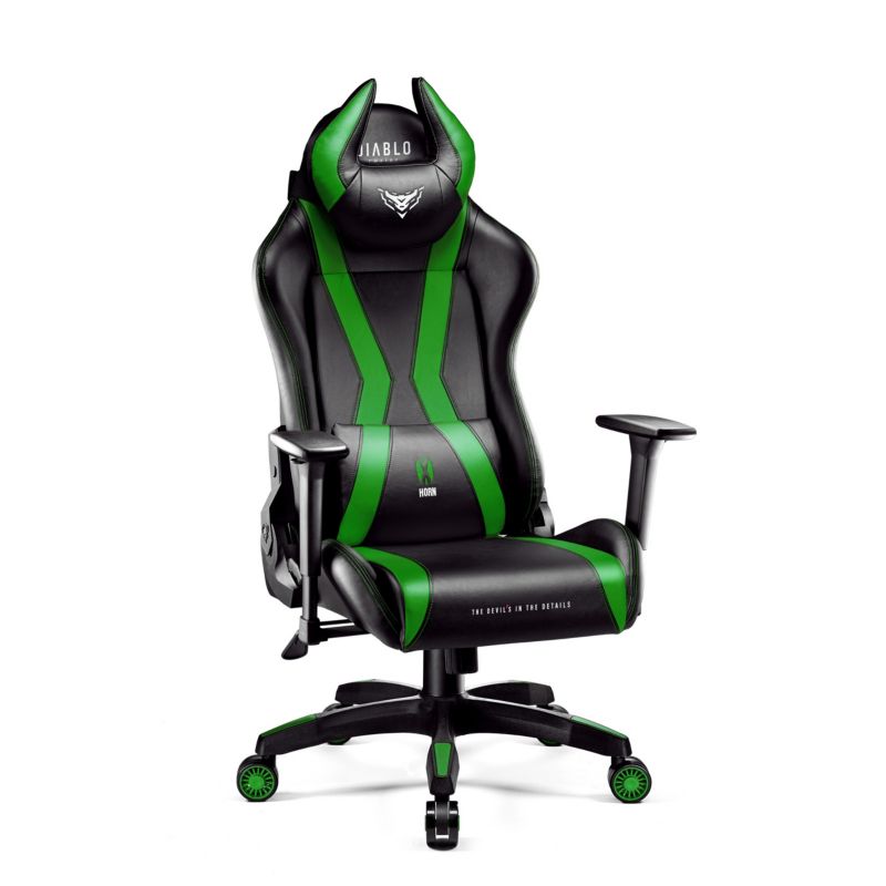 Fotel gamingowy biurowy z ekoskóry Diablo X-Horn 2.0 czarno-zielony 1 szt
