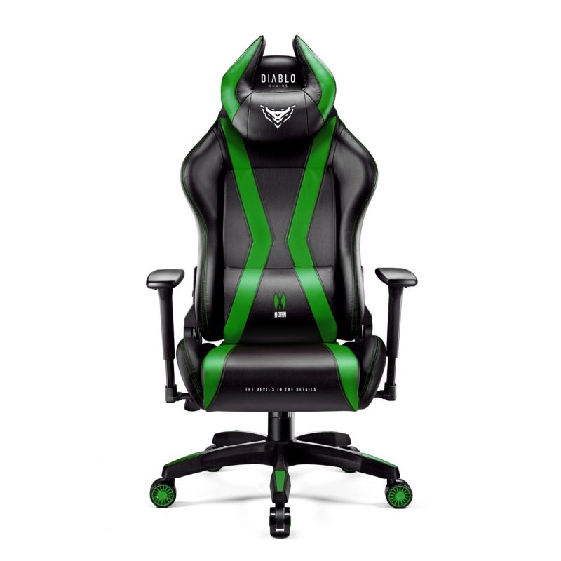 Fotel gamingowy biurowy z ekoskóry Diablo X-Horn 2.0 czarno-zielony 1 szt