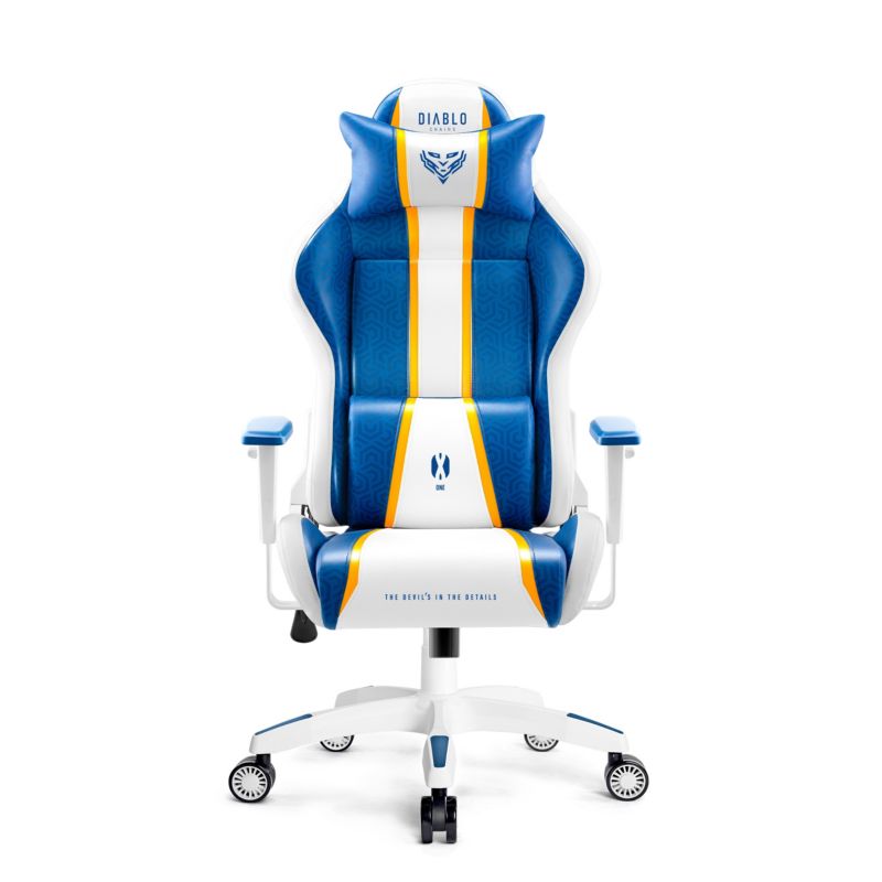 Fotel gamingowy biurowy z ekoskóry Diablo X-One 2.0 biało niebieski 1 szt