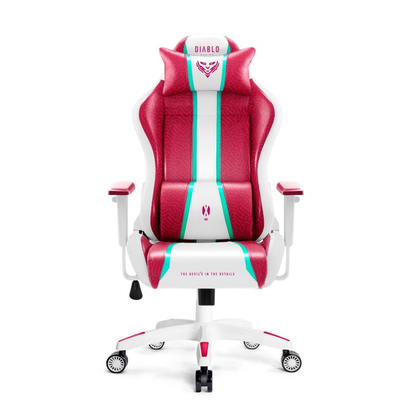Fotel gamingowy biurowy z ekoskóry Diablo X-One 2.0 biało różowy 1 szt