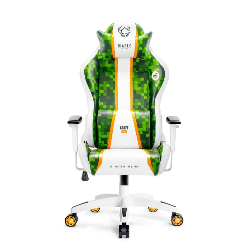 Fotel gamingowy biurowy z ekoskóry Diablo X-One 2.0 biało zielony 1 szt