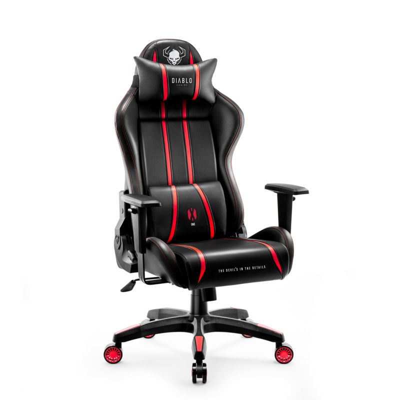 Fotel gamingowy biurowy z ekoskóry Diablo X-One 2.0 czarno czerwony 1 szt