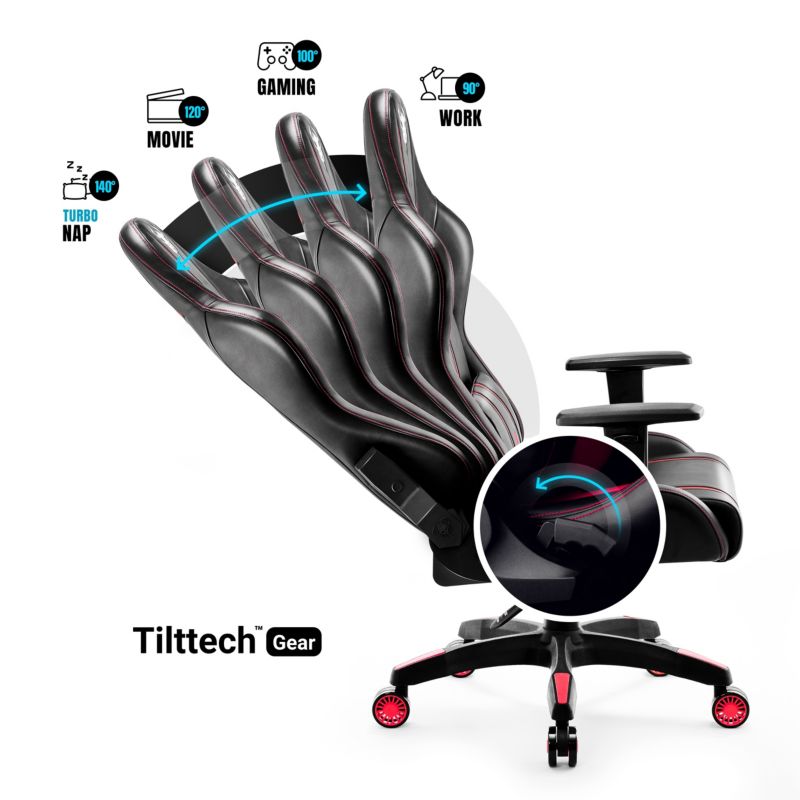 Fotel gamingowy biurowy z ekoskóry Diablo X-One 2.0 czarno czerwony 1 szt