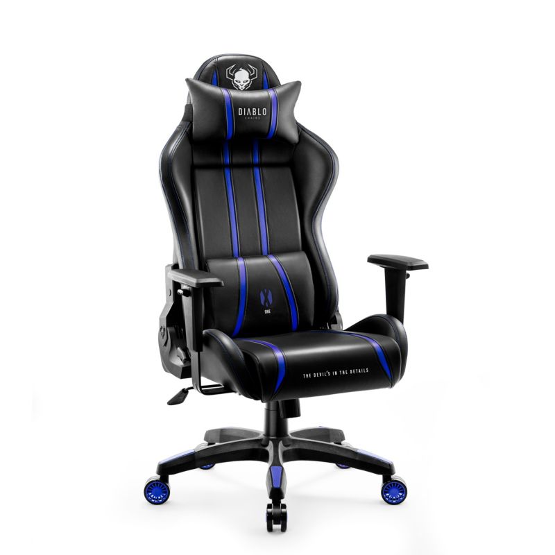 Fotel gamingowy biurowy z ekoskóry Diablo X-One 2.0 czarno niebieski 1 szt