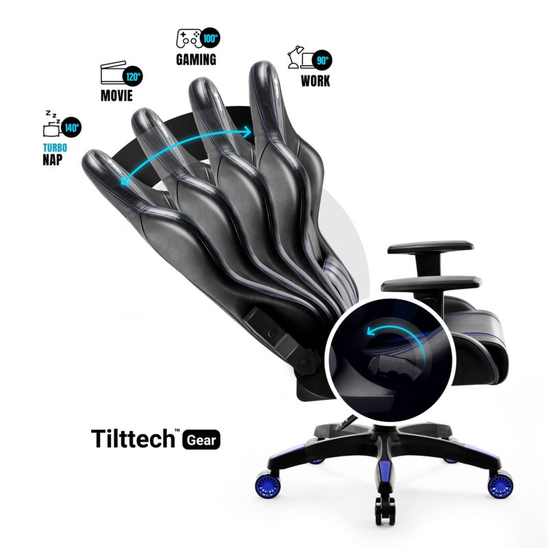 Fotel gamingowy biurowy z ekoskóry Diablo X-One 2.0 czarno niebieski 1 szt